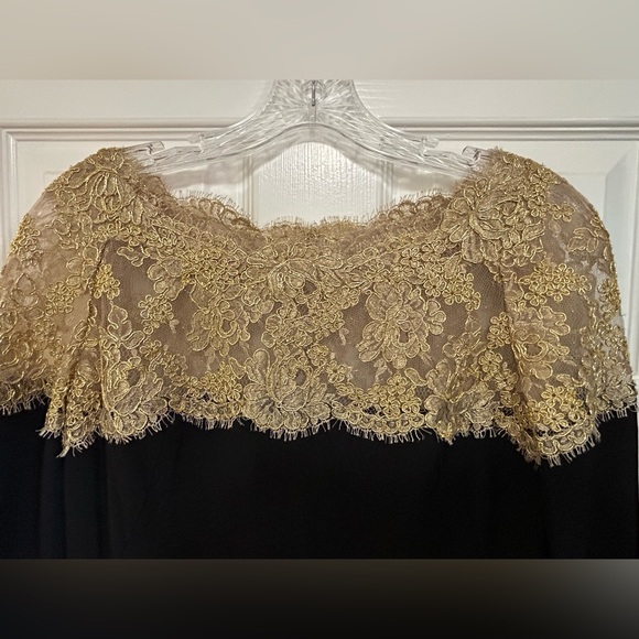 Reem Acra Black and Gold Silk Dress - Picture 7 of 12